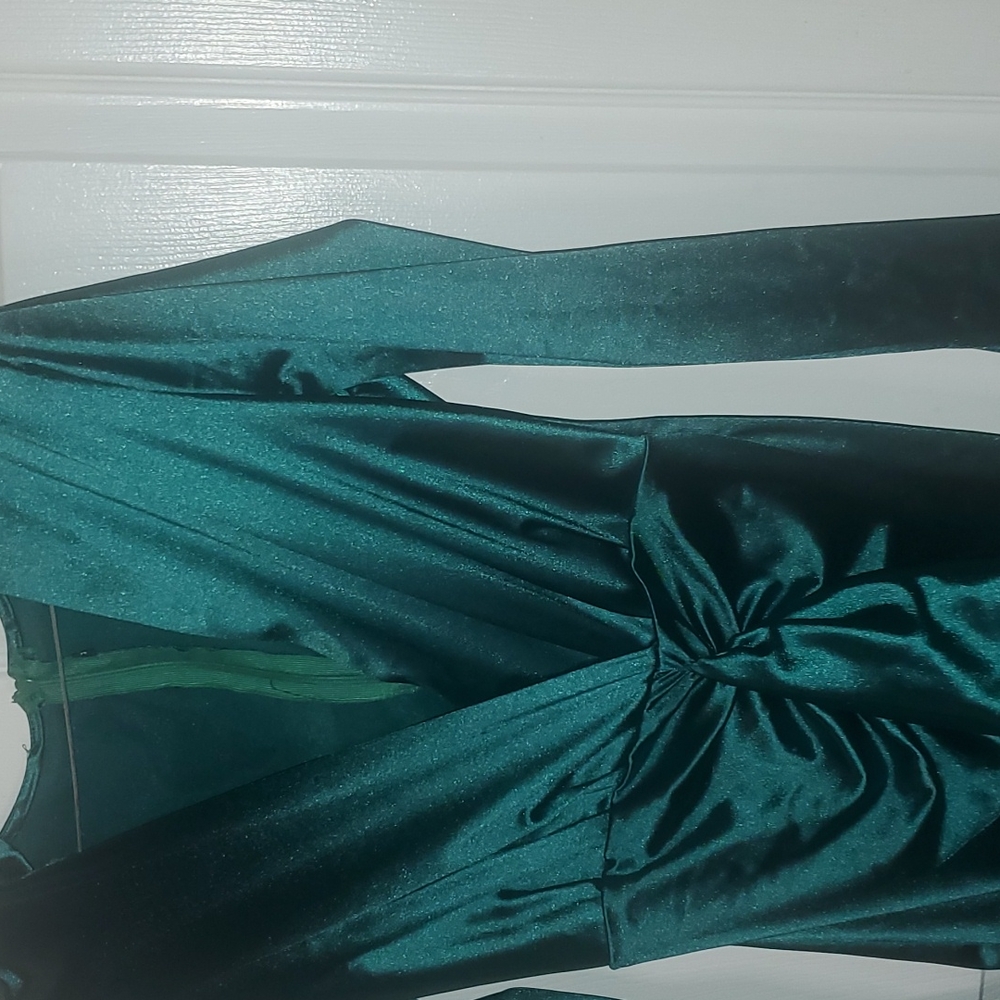 Emerald green formal mini dress LG - Picture 2 of 4